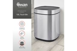 Swan 12L Touch Bin in Silver - Size: A - thumbnail 3