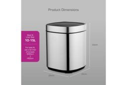 Swan 12L Touch Bin in Silver - Size: A - thumbnail 7
