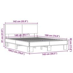 Berkfield Home Durable Bed Frame without Mattress Sonoma Oak 140x190 cm in Light Tan - thumbnail 9