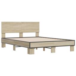 Berkfield Home Durable Bed Frame without Mattress Sonoma Oak 140x190 cm in Light Tan - thumbnail 1