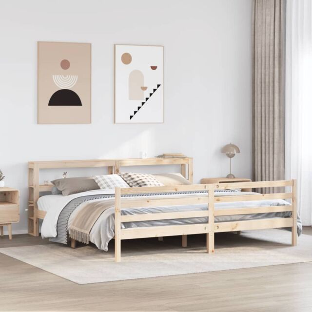 Berkfield Home Bed Frame without Mattress 180x200 cm Super King Solid Wood Pine in Brown - image 1