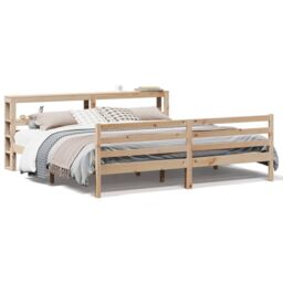 Berkfield Home Bed Frame without Mattress 180x200 cm Super King Solid Wood Pine in Brown - thumbnail 2
