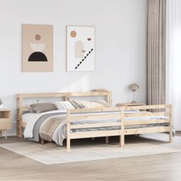 Berkfield Home Bed Frame without Mattress 180x200 cm Super King Solid Wood Pine in Brown - thumbnail 1