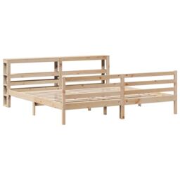 Berkfield Home Bed Frame without Mattress 180x200 cm Super King Solid Wood Pine in Brown - thumbnail 3