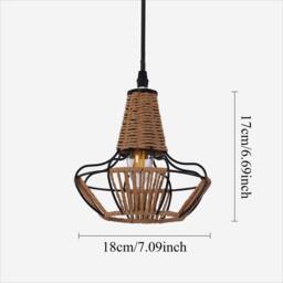 Living and Home Woven Rattan Cage Pendant Light for Natural Charm - thumbnail 6