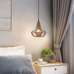 Living and Home Woven Rattan Cage Pendant Light for Natural Charm - thumbnail 3