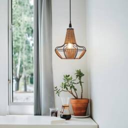 Living and Home Woven Rattan Cage Pendant Light for Natural Charm - thumbnail 2