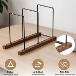 Nordara Metal Record Storage Rack Holds 50 Albums Display Stand in Brown - thumbnail 4