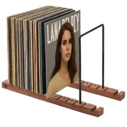 Nordara Metal Record Storage Rack Holds 50 Albums Display Stand in Brown