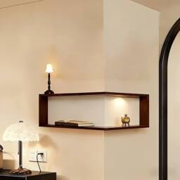 Ventryn 3 Pcs Wood Corner Shelves Wall Mounted Storage Display in Brown - thumbnail 5