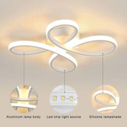 Goeco Modern LED Ceiling Light 30W 3000K Acrylic 4 Head Flower Design White - thumbnail 7
