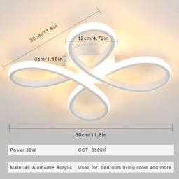 Goeco Modern LED Ceiling Light 30W 3000K Acrylic 4 Head Flower Design White - thumbnail 6