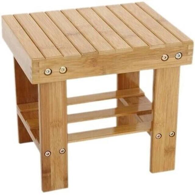 SPETLEK Bamboo Step Stool with Storage Shelf for Home & Office in Brown - image 1