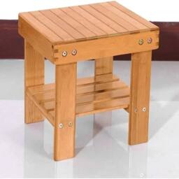 SPETLEK Bamboo Step Stool with Storage Shelf for Home & Office in Brown - thumbnail 4
