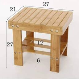 SPETLEK Bamboo Step Stool with Storage Shelf for Home & Office in Brown - thumbnail 2