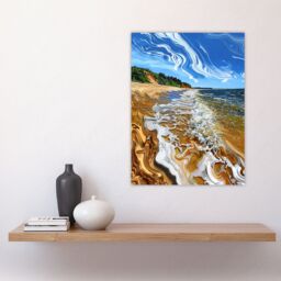 "Artery8 West Bay Dorset Abstract Fluid Trippy Beach Wall Art Print in Blue - Size: W12"" x H16""" - thumbnail 4