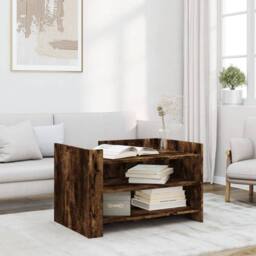 Berkfield Home Coffee Table Smoked Oak 80x50x50 cm Engineered Wood in Brown - Size: 80 x 50 x 50 cm - thumbnail 2