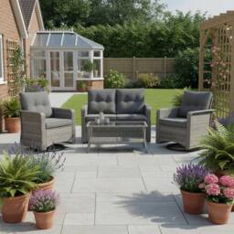 Outdoor Living The Leigh 4 Seat Rattan Sofa Lounge Set in Grey - thumbnail 1