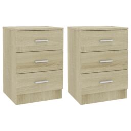 Berkfield Home Bedside Cabinets 2 pcs Sonoma Oak 38x35x56 cm Engineered Wood in Brown - Size: 38 x 35 x 56 cm - thumbnail 2
