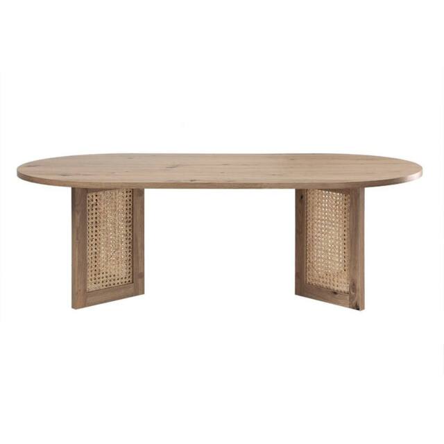 CALICOSY Oval Coffee Table With Rattan Legs, 120 Cm Long - TALIA in Light Brown - image 1