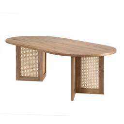 CALICOSY Oval Coffee Table With Rattan Legs, 120 Cm Long - TALIA in Light Brown - thumbnail 4