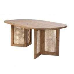 CALICOSY Oval Coffee Table With Rattan Legs, 120 Cm Long - TALIA in Light Brown - thumbnail 7