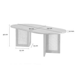 CALICOSY Oval Coffee Table With Rattan Legs, 120 Cm Long - TALIA in Light Brown - thumbnail 9