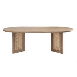 CALICOSY Oval Coffee Table With Rattan Legs, 120 Cm Long - TALIA in Light Brown - thumbnail 1