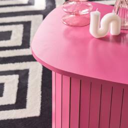 OHS Madison Ribbed Side Table Corner Bedroom Living Room Office Bedside in Bright Pink - thumbnail 2