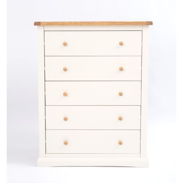 Cabinet Bits Castelli 5 Drawer Chest of Drawers Wood Knob in Off-White - image 1