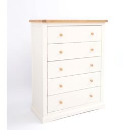 Cabinet Bits Castelli 5 Drawer Chest of Drawers Wood Knob in Off-White - thumbnail 2