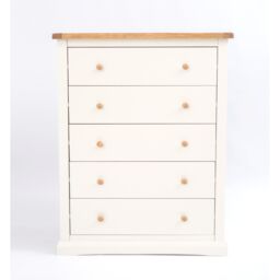 Cabinet Bits Castelli 5 Drawer Chest of Drawers Wood Knob in Off-White - thumbnail 1