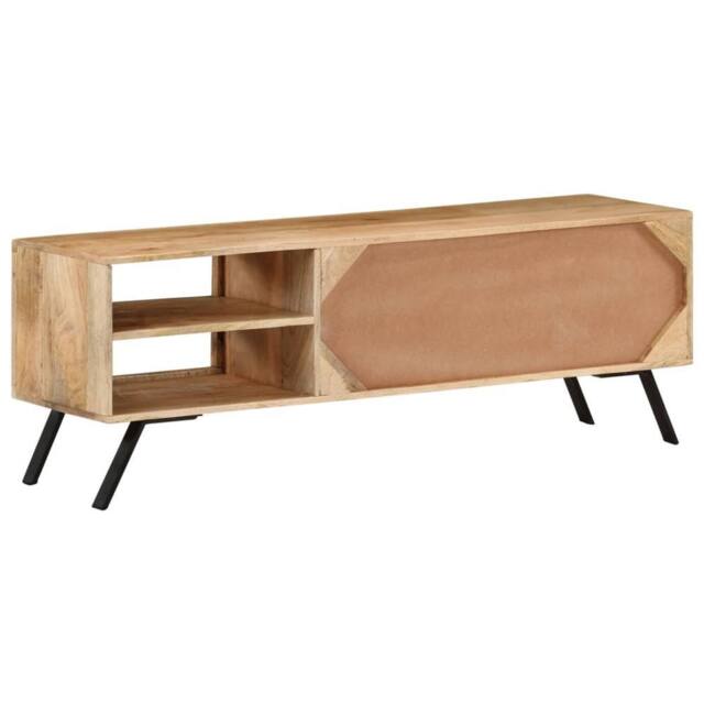 Berkfield Home TV Cabinet 110x30x40 cm Solid Mango Wood in Beige - Size: 110 x 30 x 40 cm - image 1