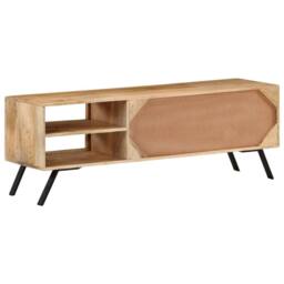 Berkfield Home TV Cabinet 110x30x40 cm Solid Mango Wood in Beige - Size: 110 x 30 x 40 cm - thumbnail 1