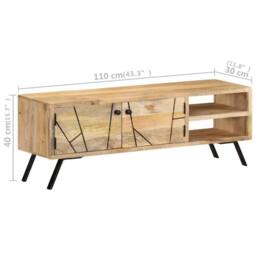 Berkfield Home TV Cabinet 110x30x40 cm Solid Mango Wood in Beige - Size: 110 x 30 x 40 cm - thumbnail 9