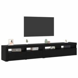 Berkfield Home TV Cabinets 2 pcs with LED Lights Black Oak Engineered Wood - thumbnail 1