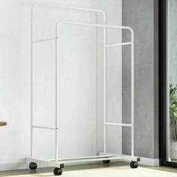 Kelvenix Metal Wheeled Rolling Clothes Rail in White - thumbnail 5