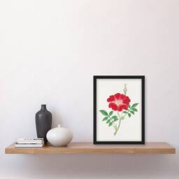 Artery8 Vintage Japan Botanical Framed Wall Art Print Red Flower - Size: A4 - thumbnail 2