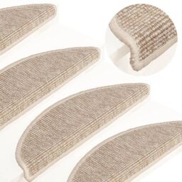 Berkfield Home Stair Mats Self-adhesive 15 pcs 56x17x3 cm Light Beige - Size: Medium - thumbnail 1