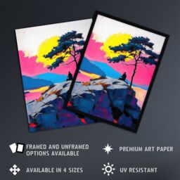 "Artery8 Old Man Lone Tree Sunset Coastal Cliff Landscape Wall Art Print - Size: W18"" x H24""" - thumbnail 2