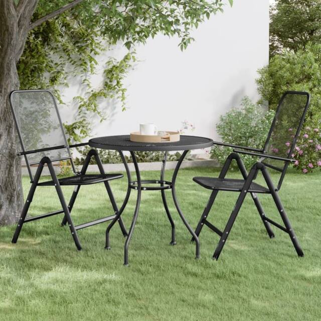 Berkfield Home Garden Table Ã˜80x72 cm Expanded Metal Mesh Anthracite in Black - Size: 80x72 cm - image 1