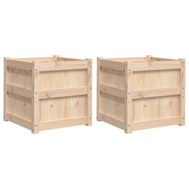 Berkfield Home Garden Planters 2 pcs Solid Wood Pine in Light Tan - image 1
