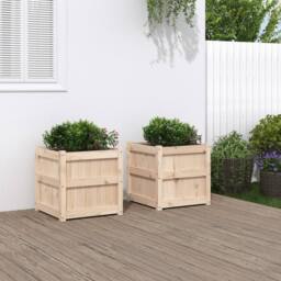 Berkfield Home Garden Planters 2 pcs Solid Wood Pine in Light Tan - thumbnail 2