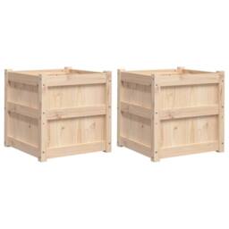 Berkfield Home Garden Planters 2 pcs Solid Wood Pine in Light Tan - thumbnail 1