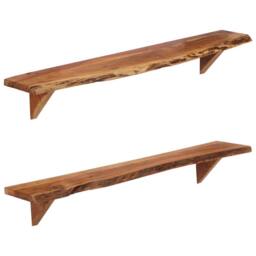 Berkfield Home Wall Shelves 2 pcs 110x20x18 cm Solid Wood Acacia in Brown - Size: 110 x 20 x 18 cm - thumbnail 2