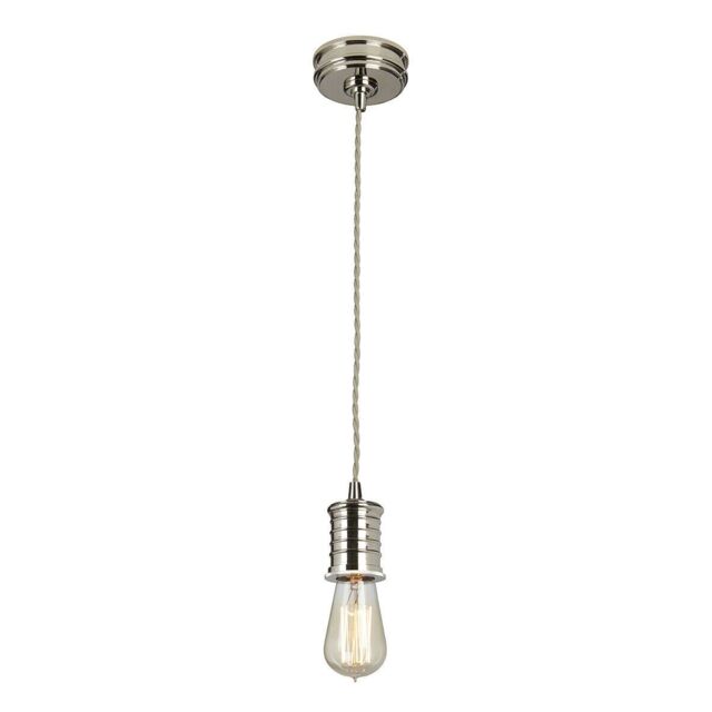 Loops 1 Bulb Ceiling Pendant Light Fitting Highly Polished Nickel LED E27 60W in Metallics