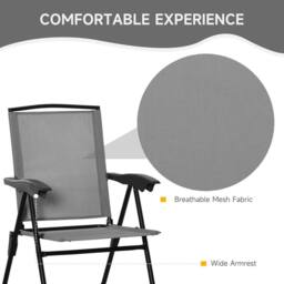 OUTSUNNY 3 Piece Patio Furniture Bistro Set Adjustable Backrest in Grey - thumbnail 5