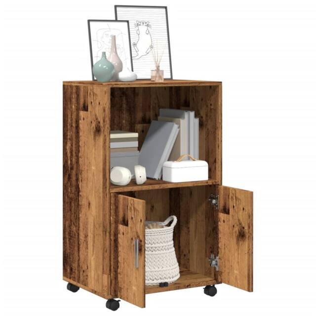 Berkfield Home Rolling¬†Cabinet Old Wood 55x40x91 cm Engineered Wood in Brown - Size: 55 x 40 x 91 cm - image 1