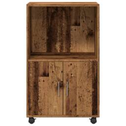 Berkfield Home Rolling¬†Cabinet Old Wood 55x40x91 cm Engineered Wood in Brown - Size: 55 x 40 x 91 cm - thumbnail 4