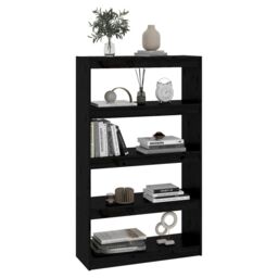 Berkfield Home Book Cabinet/Room Divider Black 80x30x135.5 cm Solid Wood Pine - thumbnail 4